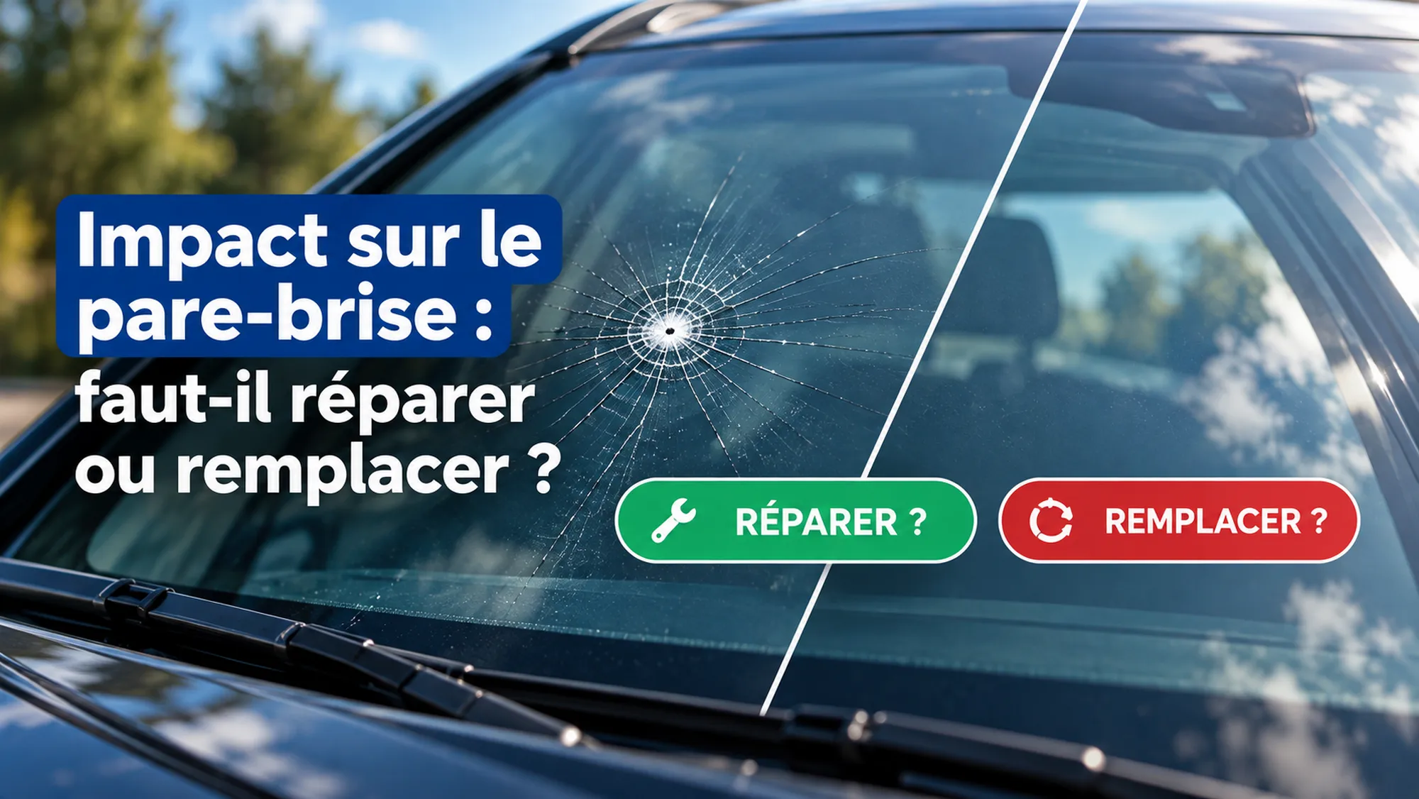 Impact sur le pare-brise faut-il réparer ou remplacer